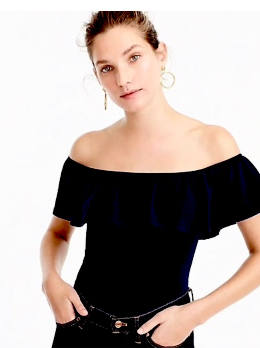 J. Crew off the shoulder ruffle body suit sz M
